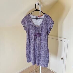 Boden EUC Women's Breezy Beach Cotton Purple Floral Mini Dress 12R